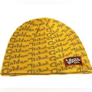 Willy Wonka Bar Golden Ticket Knit Beanie Hat NWT Warner Bros Studio Costume